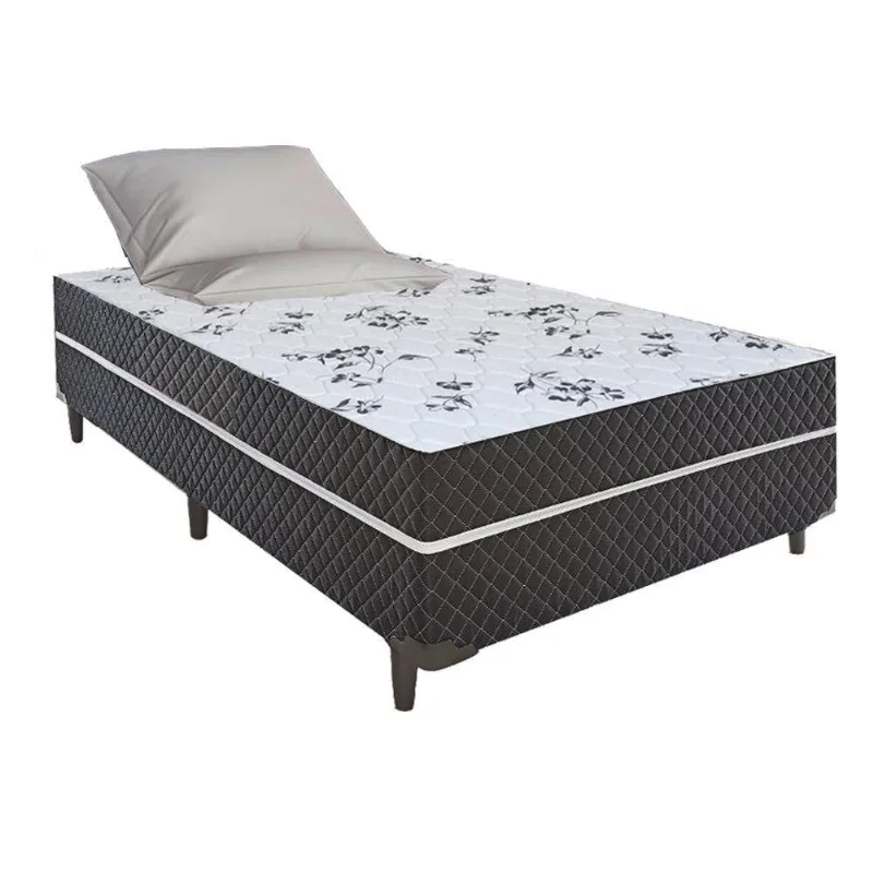 Cama Box Conjugada Solteiro Ortopedica 88x188x39 Estrutura Reforcada Espuma Tecido