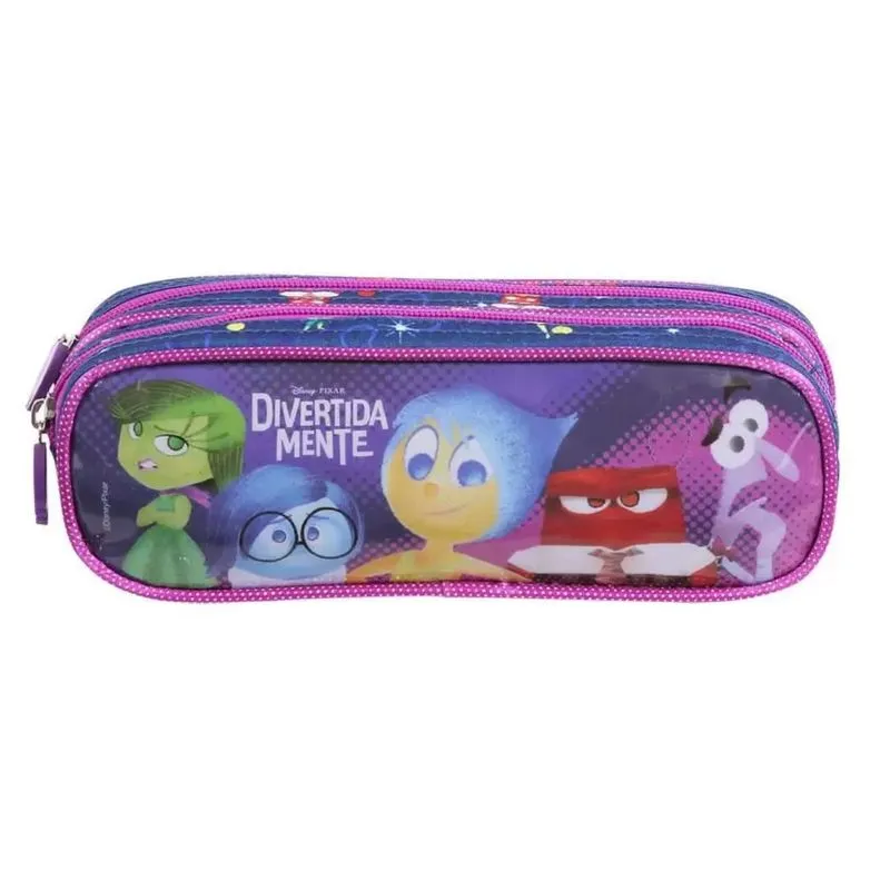 Estojo Soft Duplo Infantil com Zíper Dermiwil Divertida Mente Roxo