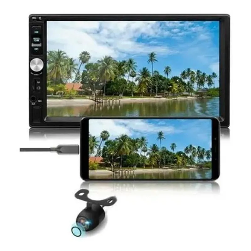 Kit Mp5 2 Din Bluetooth + Camera De Ré Colorida