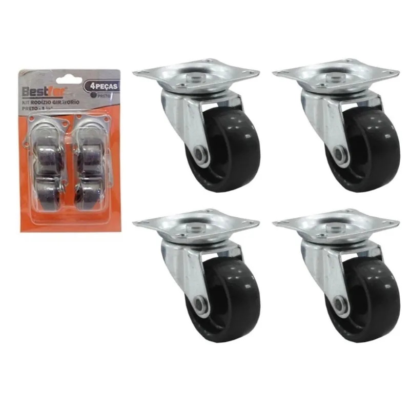 Kit 4 Rodas Giratória em Silicone Móveis e Objetos Grandes