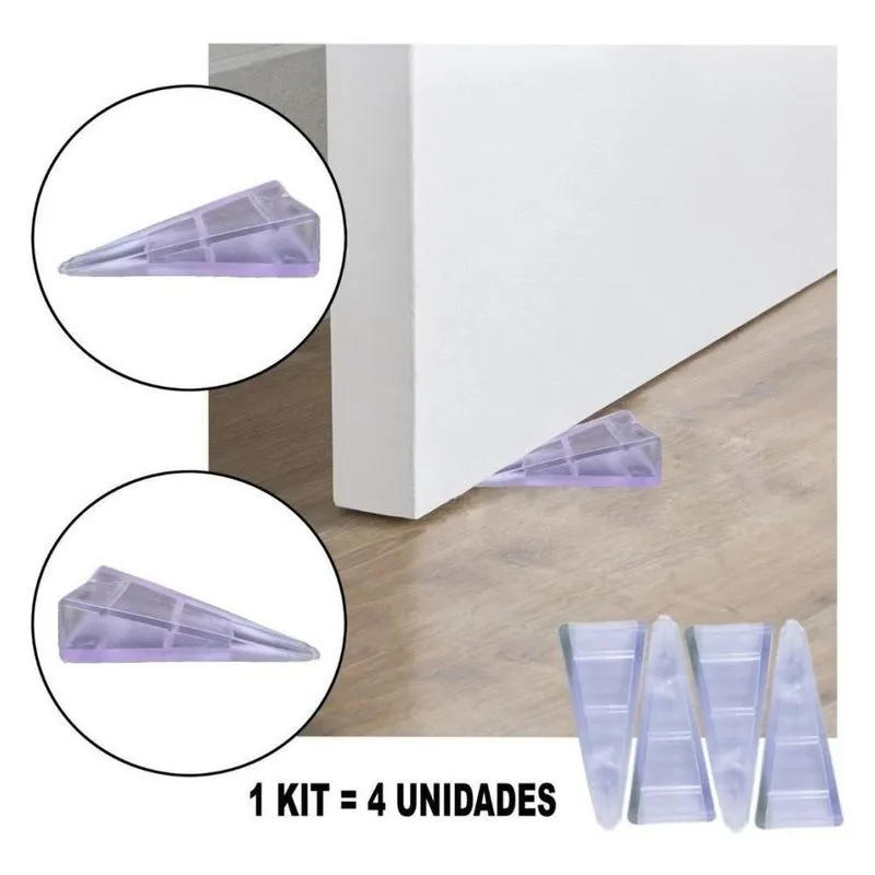 Kit 4 Travas De Porta Calço Silicone Prático E Discreto