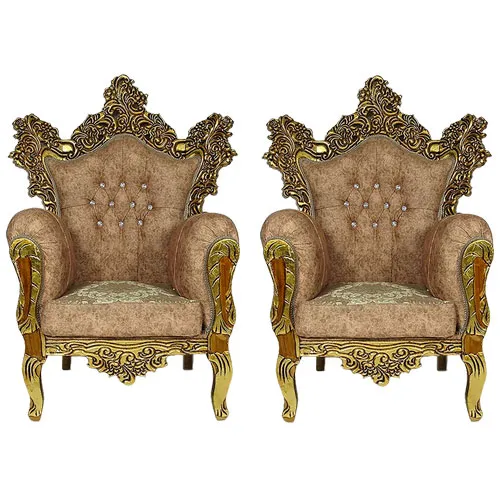 Par de Poltronas Clássicas Marrom Camurça - 135x96x56cm