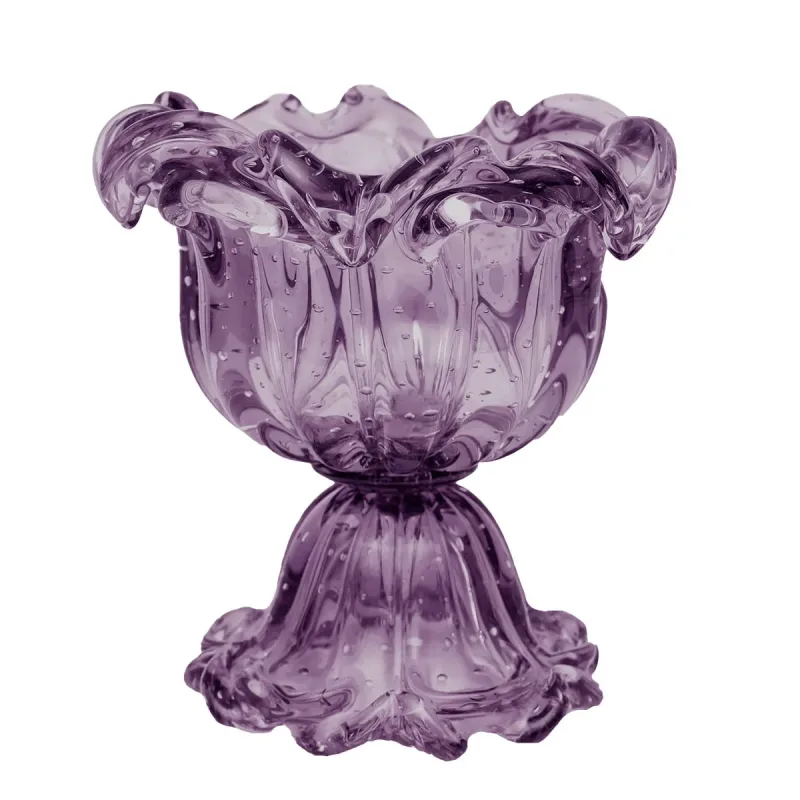 Vaso Decorativo em Vidro Murano Paris Ametista 29x31cm - Luxo e Sofisticação para Decoração Clássica