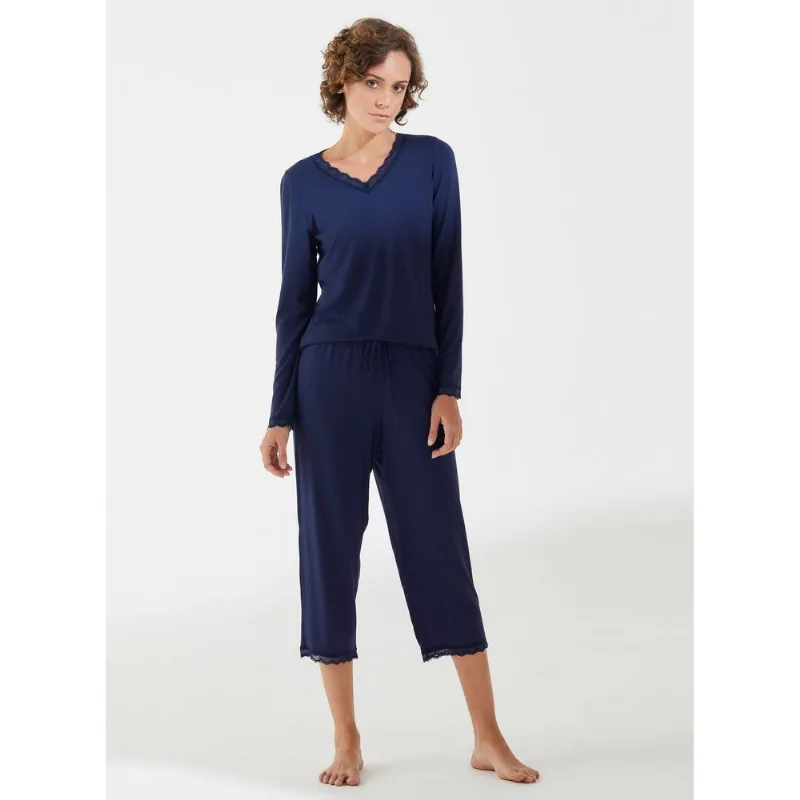 Calça Pantalon Cropped com Renda 20997 Orion - P