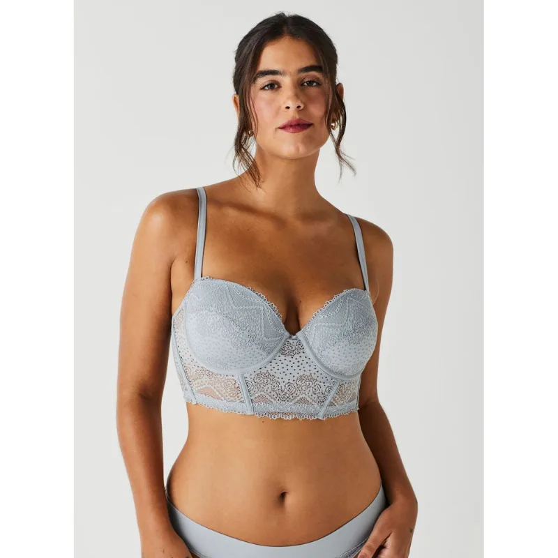 Sutiã de Renda Com Bojo Com Aro Corset Lovely 51553 Silver 44D