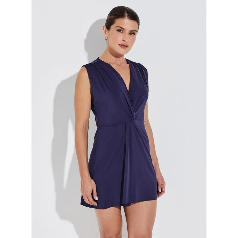 Vestido Drapeado Curto Oxigênio 19874 Mar Noturno P