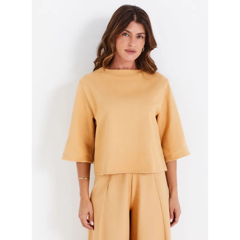 Blusa Boxy Manga 3/4 Turim 21602 Duna M