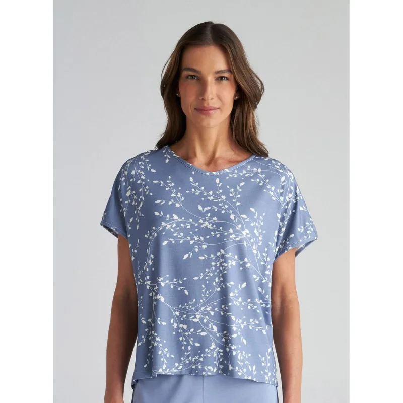 Blusa de Pijama Manga Curta 28805 Floral Lilac Blue G