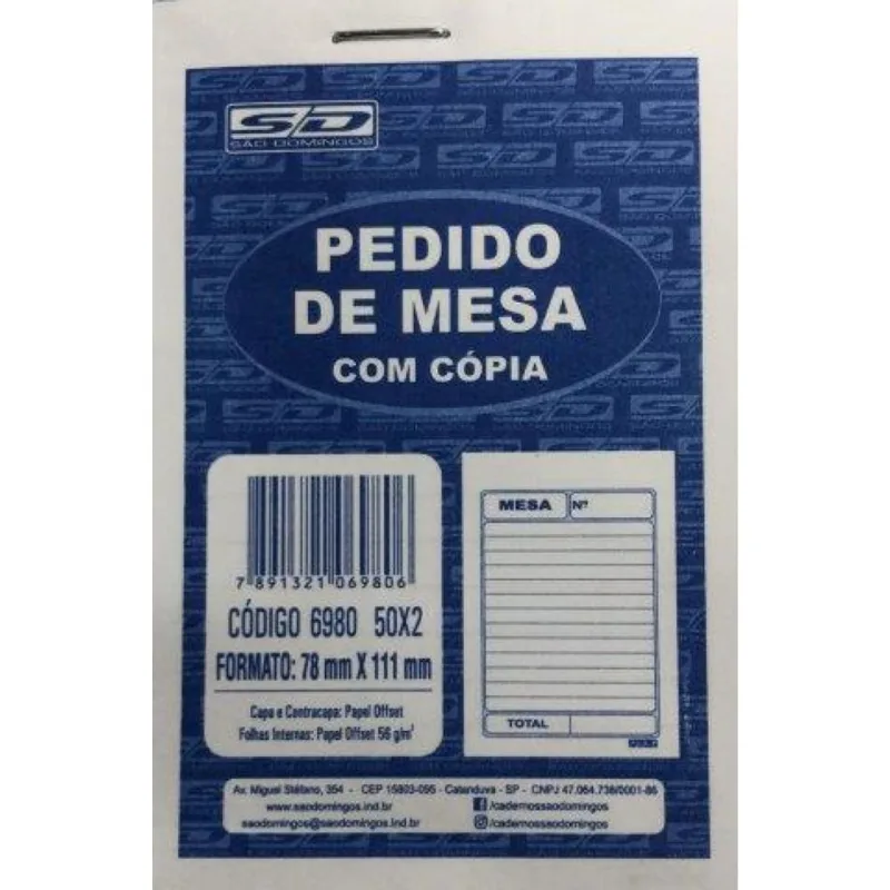 Pedido de Mesa com Cópia 78mm x 111mm 6980 - São Domingos