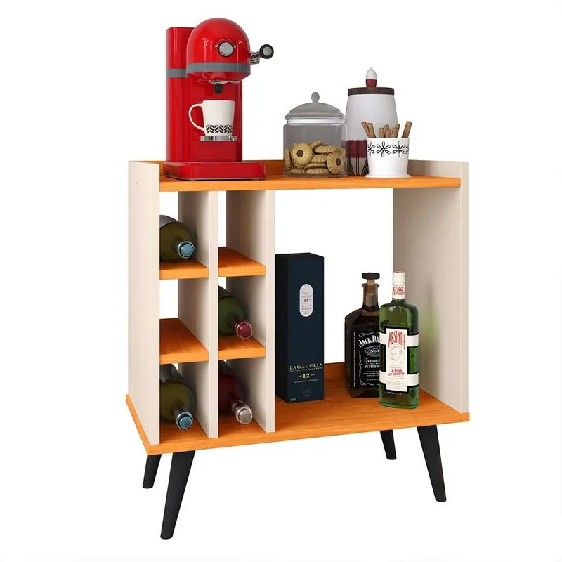 Aparador Barzinho Retrô com Adega 6 Garrafas Cantinho Café Decoração Sala Estar Jantar Escritório Hall Cozinha Pequena Luxo - Baden - rpm