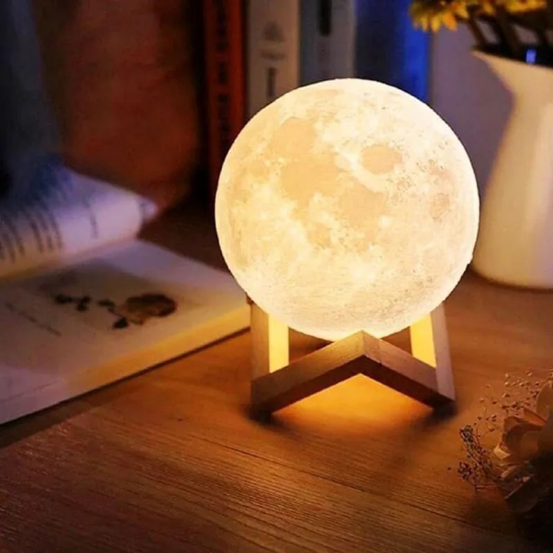 Luminaria Lua Cheia 3D Realista com Alto Relevo Abajur Decoração Para Quarto Sala