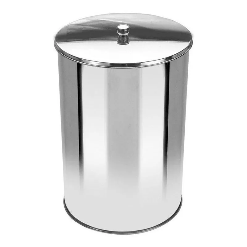 Lixeira Office Redonda Com Tampa Em Aço Inox 5 Litros Cor:ci