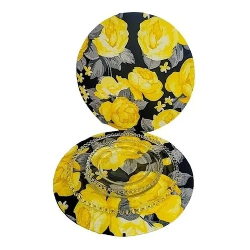 Kit 6 Capas Sousplat Supla Flor Amarelo