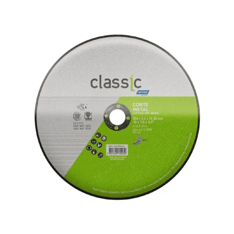 Disco de Corte Aço Classic 10x1/8x3/4 NORTON DISCO CORTE ACO CLASSIC 10X1/8X3/4 NORTO - NORTON