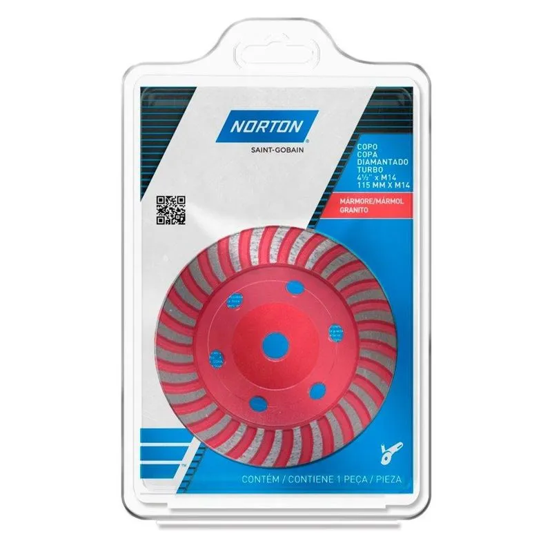 Copo Desbaste Diamantado Turbo Pro Norton 115mmxm14