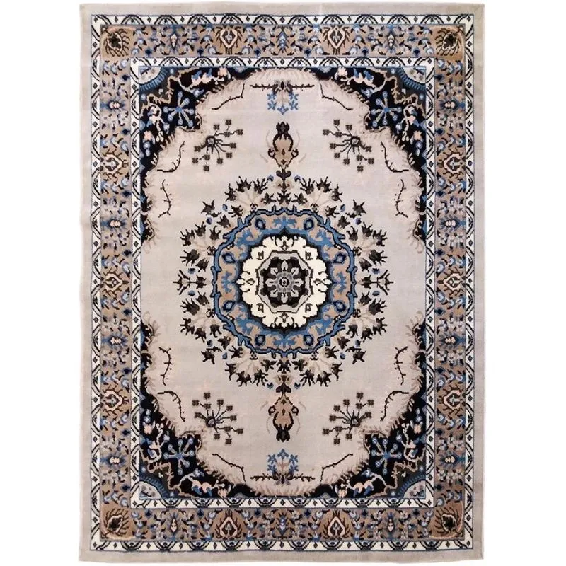 Tapete Clássico Oriental Cinza 2,00X3,00m Medalhão Persa