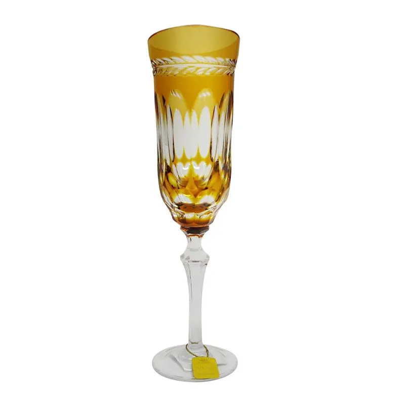 Taça Champagne Strauss 240 ml Amarela Lapidação Overlay