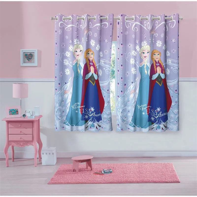 Cortina com ilhos Infantil Estampada Frozen 1,50 m x 1,80 m com 2 folhas - Lepper