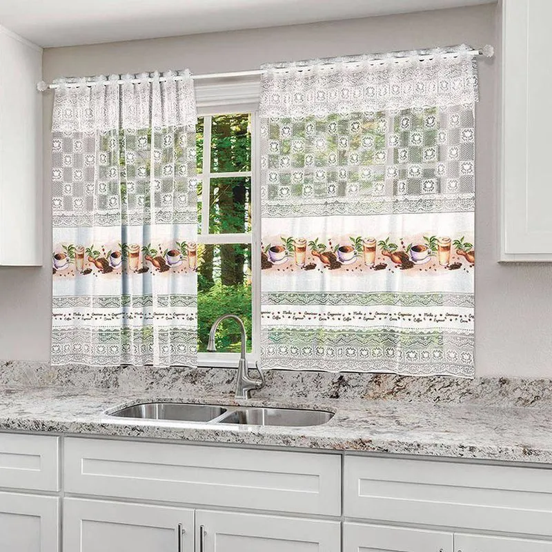 Cortina Para Cozinha Lepper Bia Com 2 Peças 120x130cm Branca
