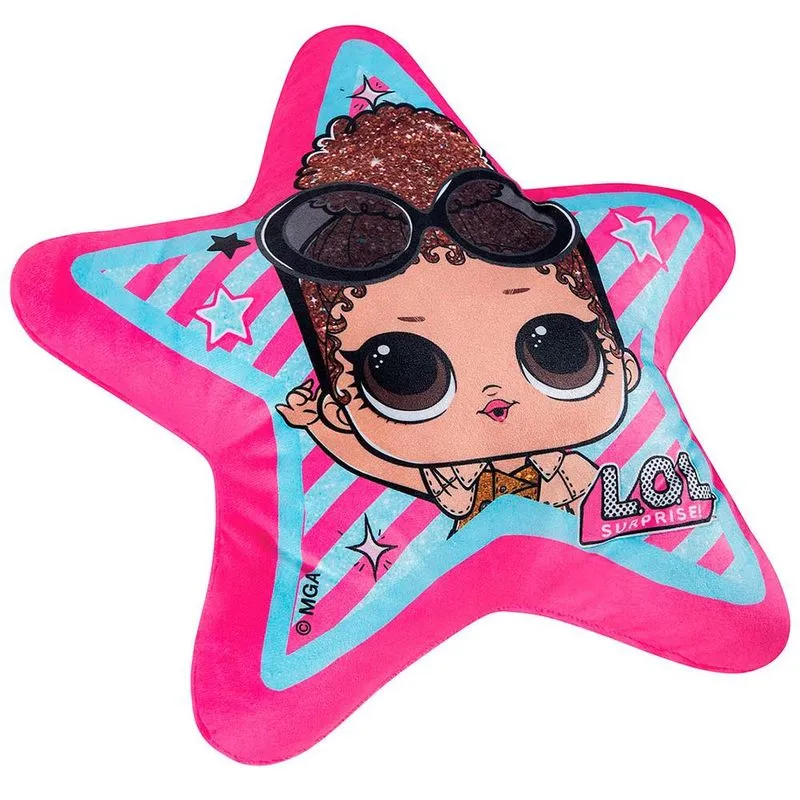 Almofada Infantil Lepper Boss Queen LOL Surprise em Tecido Plush 35 x 35 cm 1 Peça Rosa