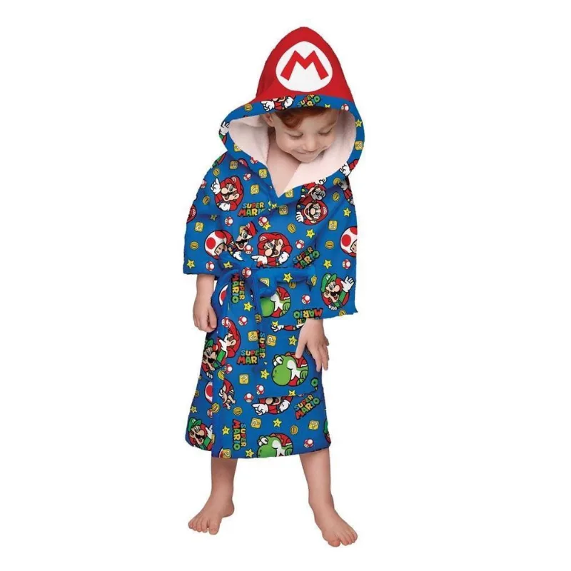 Roupão Aveludado Infantil Quimoo Com Capuz Super Mario M