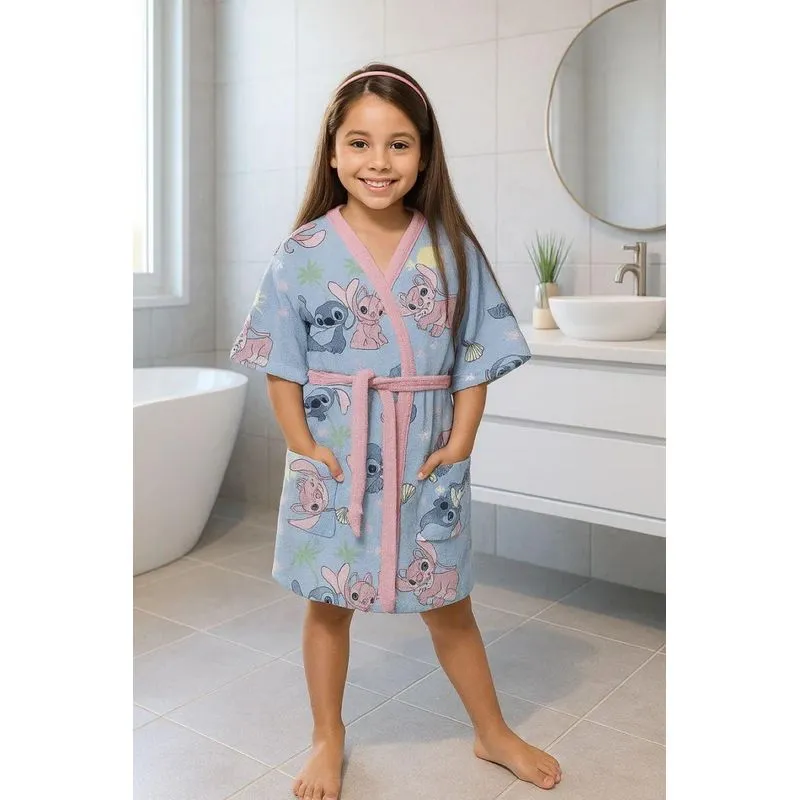 Roupão Aveludado Quimono Infantil 8 A12 Anos Stitch Lepper