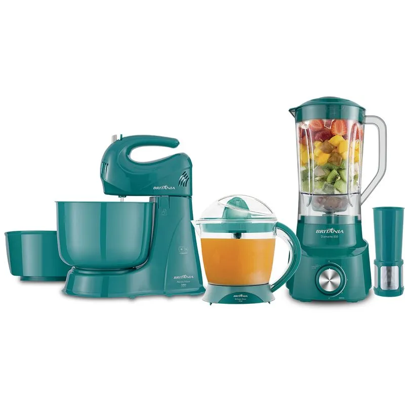 Kit Cozinha Prática Britânia 3 em 1 Azul Turquesa - Outlet 127V
