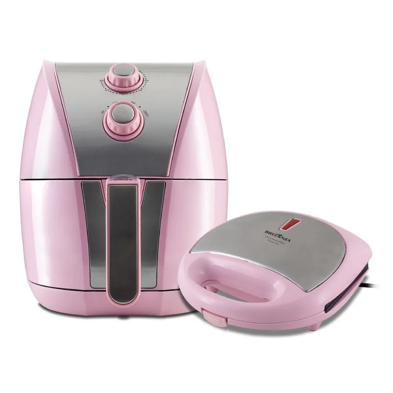 Kit Britânia Inox Rosa Air Fry BFR11RS + Grill e Sanduicheira 220V
