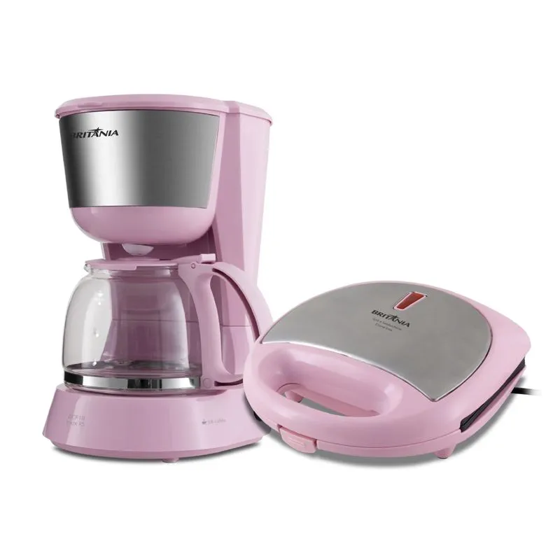 Kit Britânia Cafeteira BCF18 + Grill e Sanduicheira Crome 127V