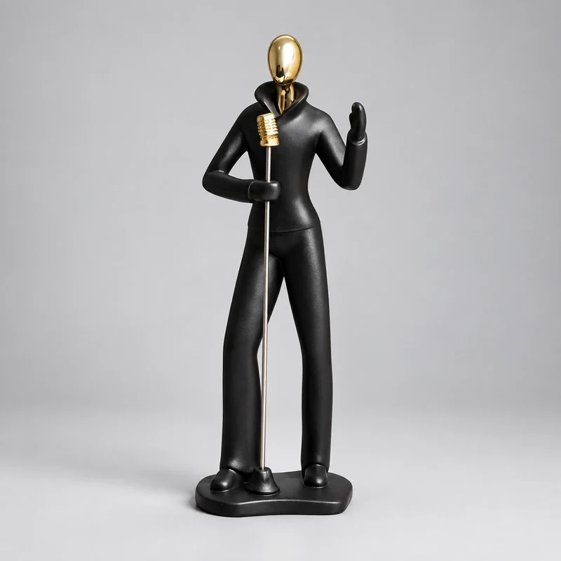 Escultura Orquestra Musical Sérénité Design Artístico Lenogue Preto (Cantor)