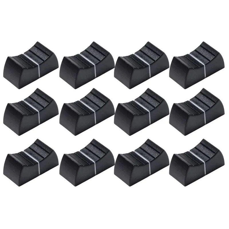 Kit 12 Knob Fader Mixer Deslizante Encaixe Preto Branco