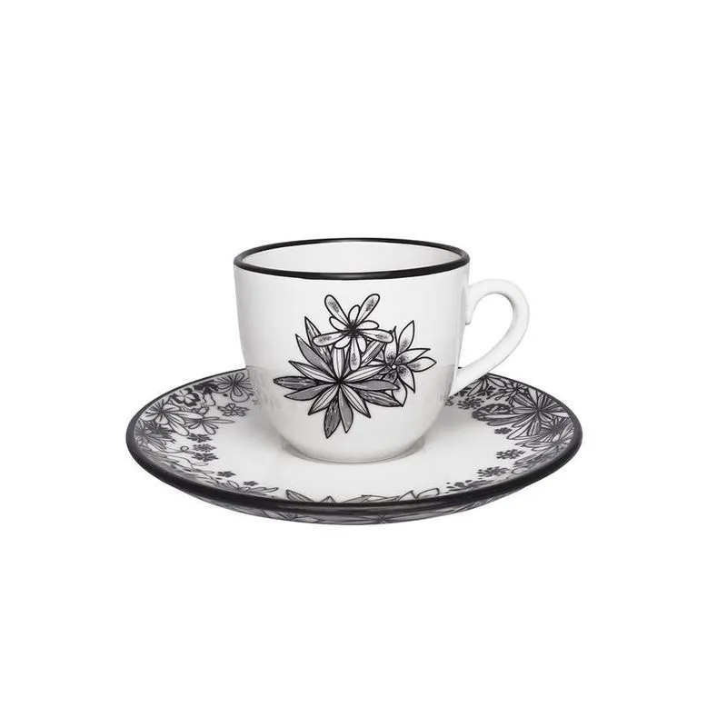 Xícara Chá Pires Porcelana Coup Oxford 200 Ml Floresta Negra