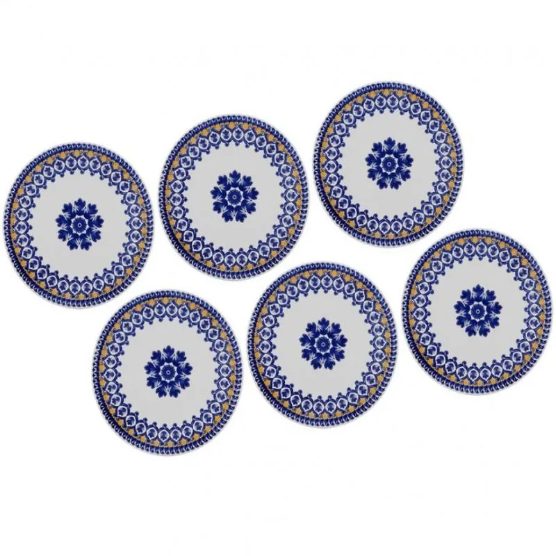 Conjunto de Pratos Fundos La Carreta 6 Peças Oxford Azul