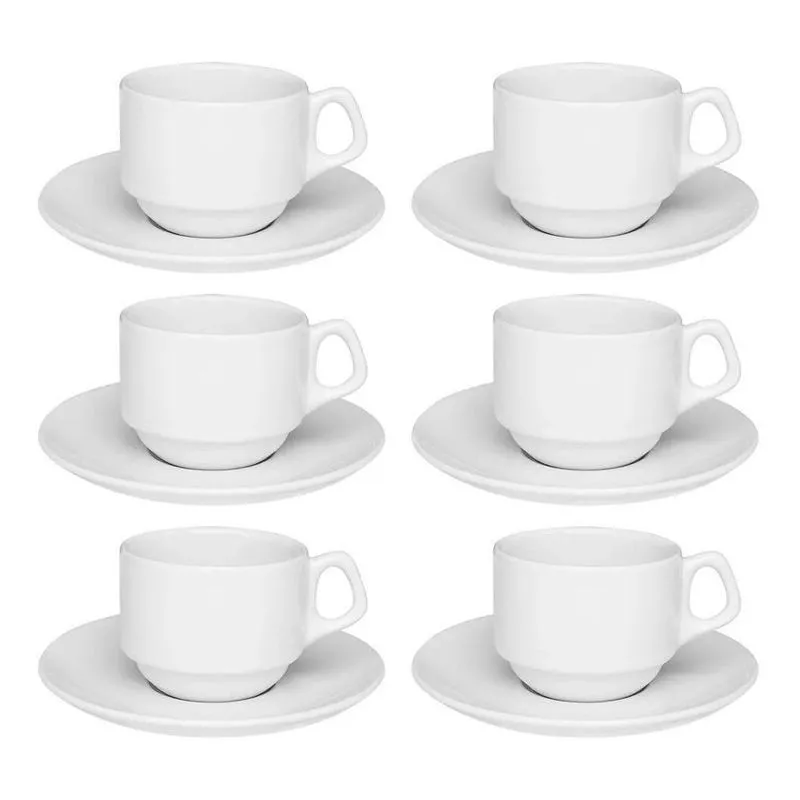 Xicaras De Café Oxford Empilhaveis 200ml 12 Peças Branco