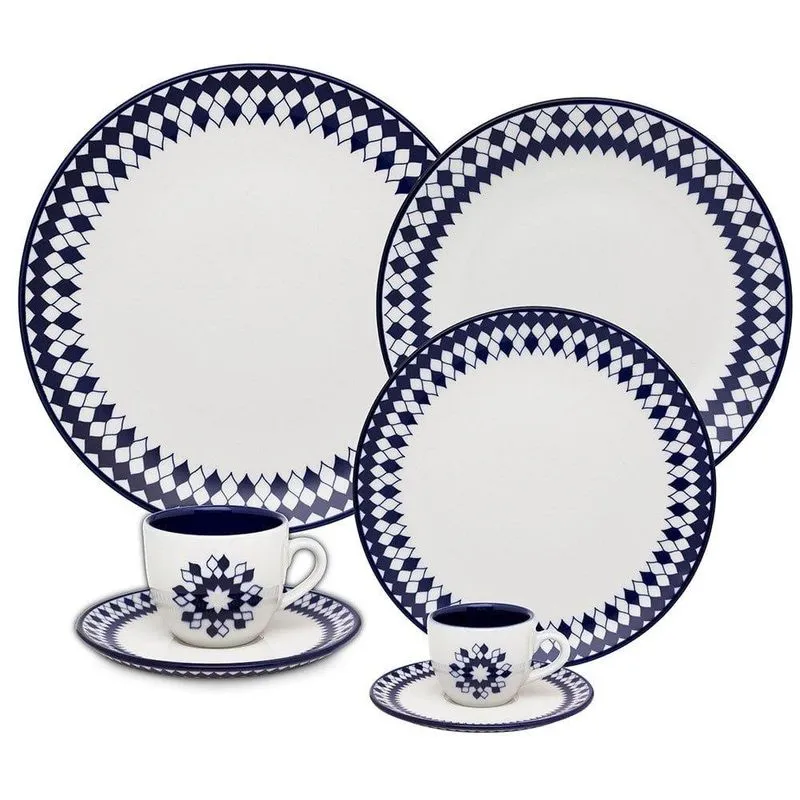 Aparelho De Jantar Chá Café Oxford Porcelana Chess 42 Peças