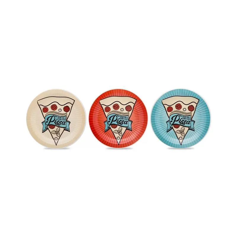Conjunto Prato Raso Oxford Pizza Redondo com 3 Peças - Item Sortido