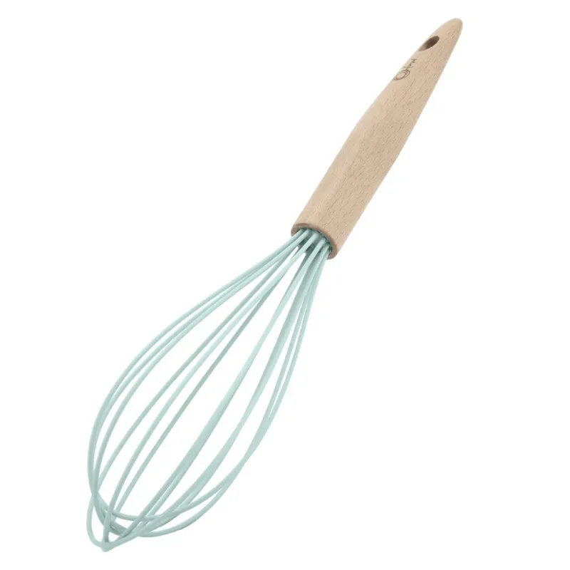 Batedor de Ovos Fouet de Silicone com Cabo de Madeira 30cm Water Blue Oxford