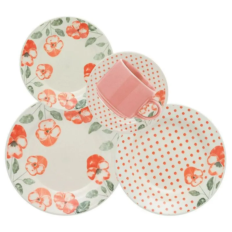 Aparelho De Jantar E Cha 16 Pecas Holambra Oxford - Biona