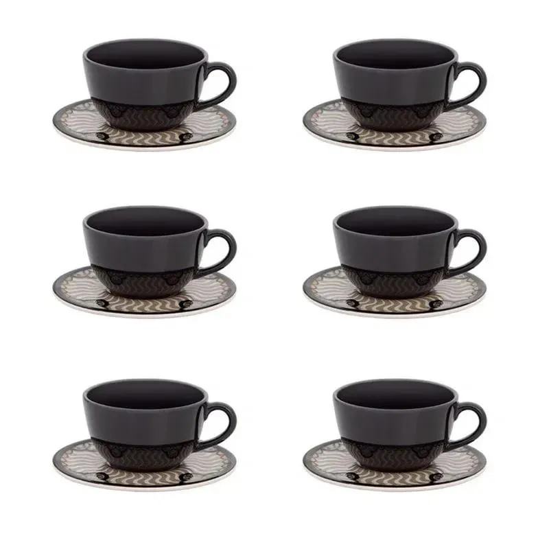 Conjunto 6 Xícaras Grandes 200 Ml Com Pires Unni Mediterrâneo Oxford