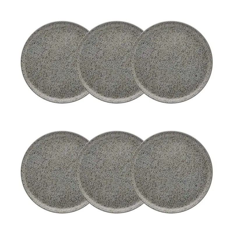 Jogo de 6 Pratos Sobremesa 20 Cm Flat Gray