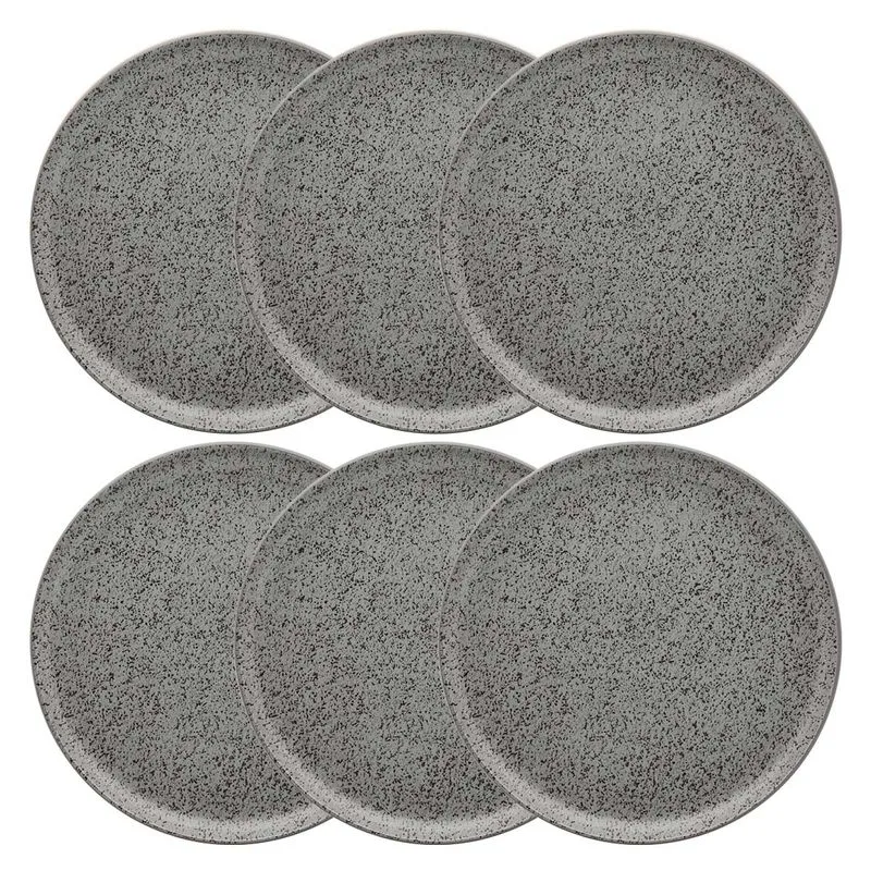 Jogo de 6 Pratos Rasos 26 Cm Flat Gray
