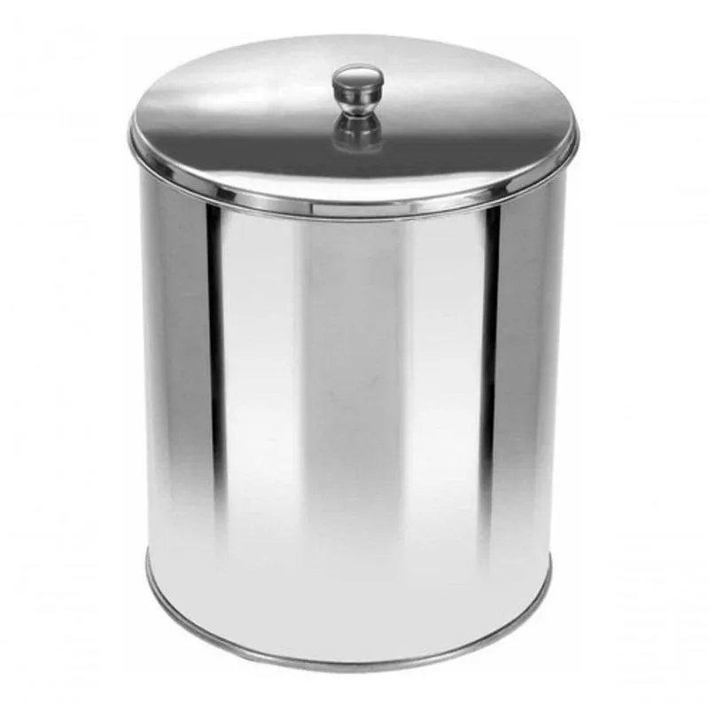Lixeira Office Com Tampa Em Aço Inox 5l