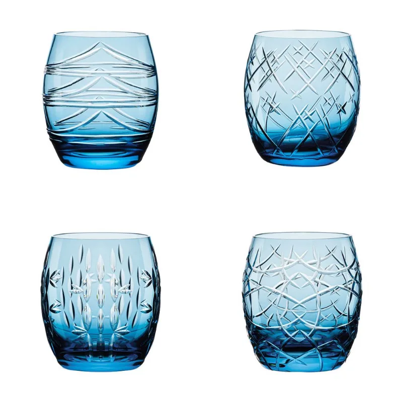 Conjunto de 4 Copos de Cristal Strauss Saquê - 160 ml - Azul Claro