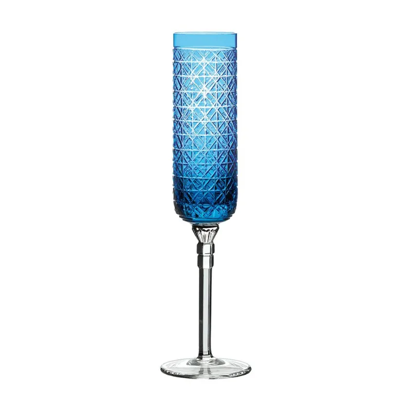 Taça de Cristal Strauss Champagne - 200 ml - Simetria Azul Claro