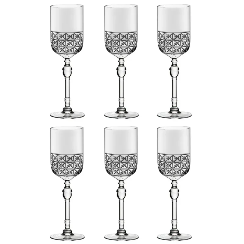 Jogo de 6 Taças de Cristal para Vinho Branco 316ml Cidade Da Garoa Crystal Handmade Oxford