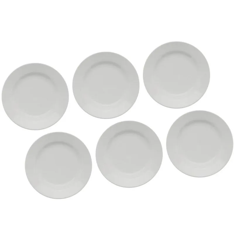 Conjunto de Pratos Rasos Oxford Biona Donna em Cerâmica 24cm 6 Peças Branco
