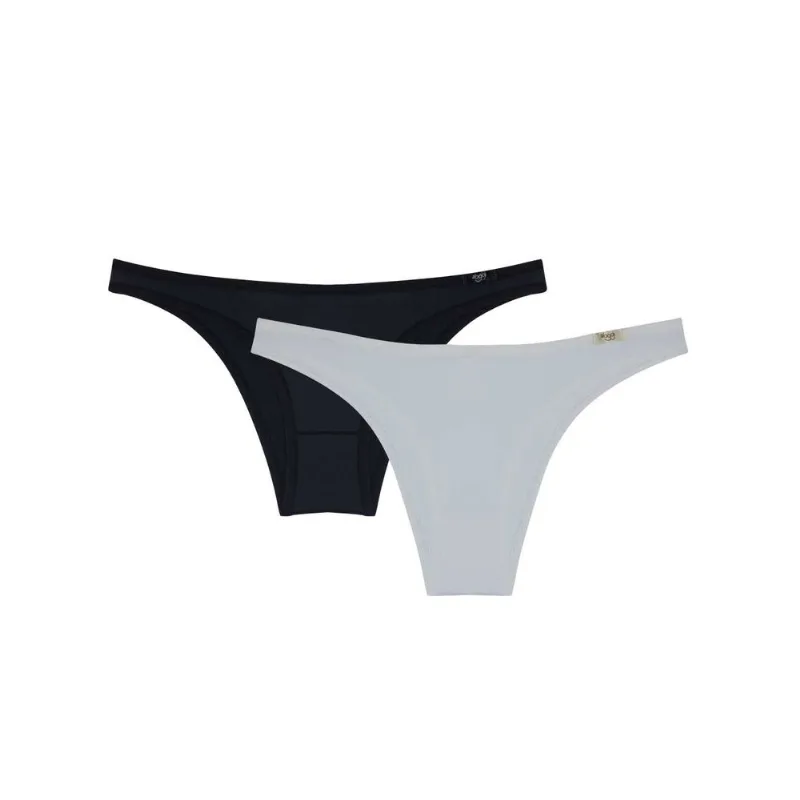 Kit de Calcinhas Tanga Mini Classic 01- 2 und PRETO/BRANCO M