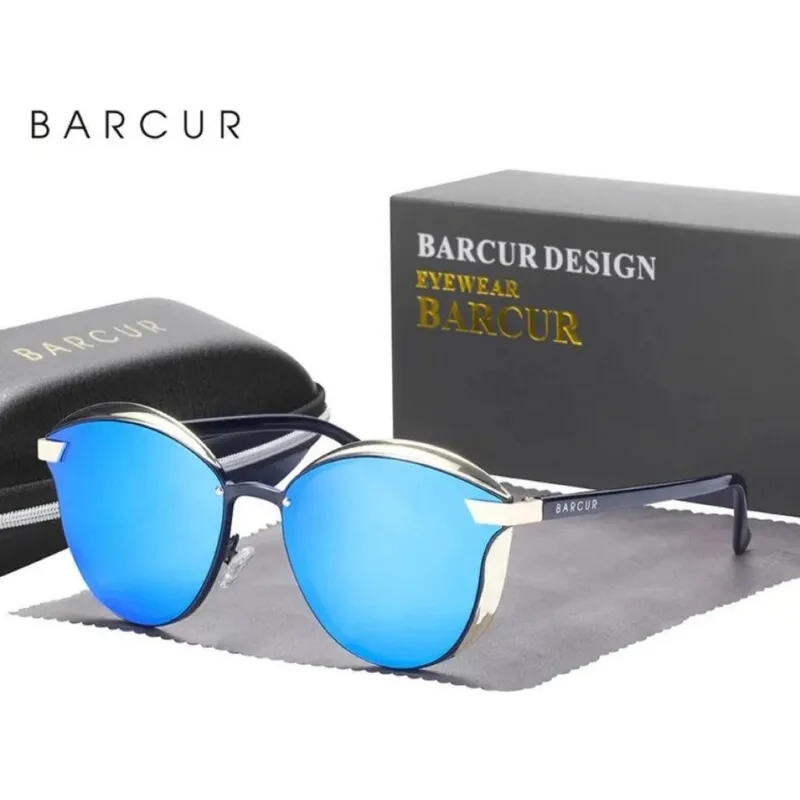 Óculos Feminino Barcur Lente Azul Gatinho Box