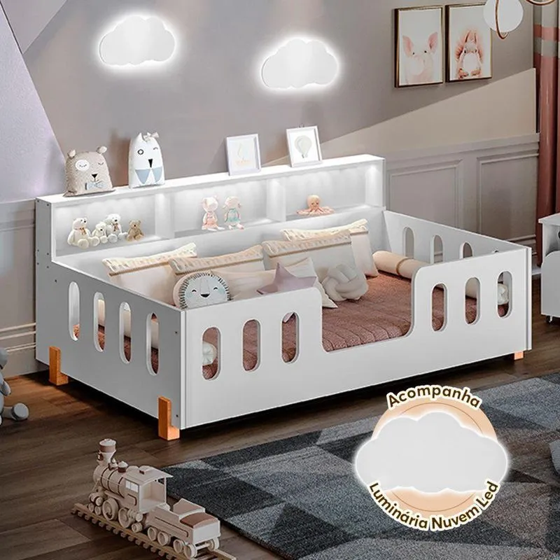 Cama Infantil c/ Colchão E Nicho Branca Branco