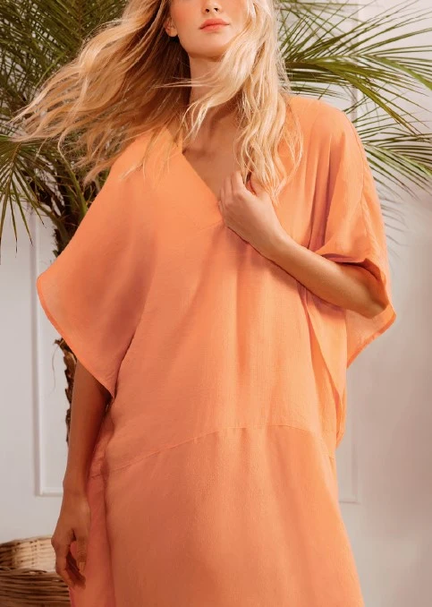 Kaftan Lisos Shantung Cia Maritima Laranja / M